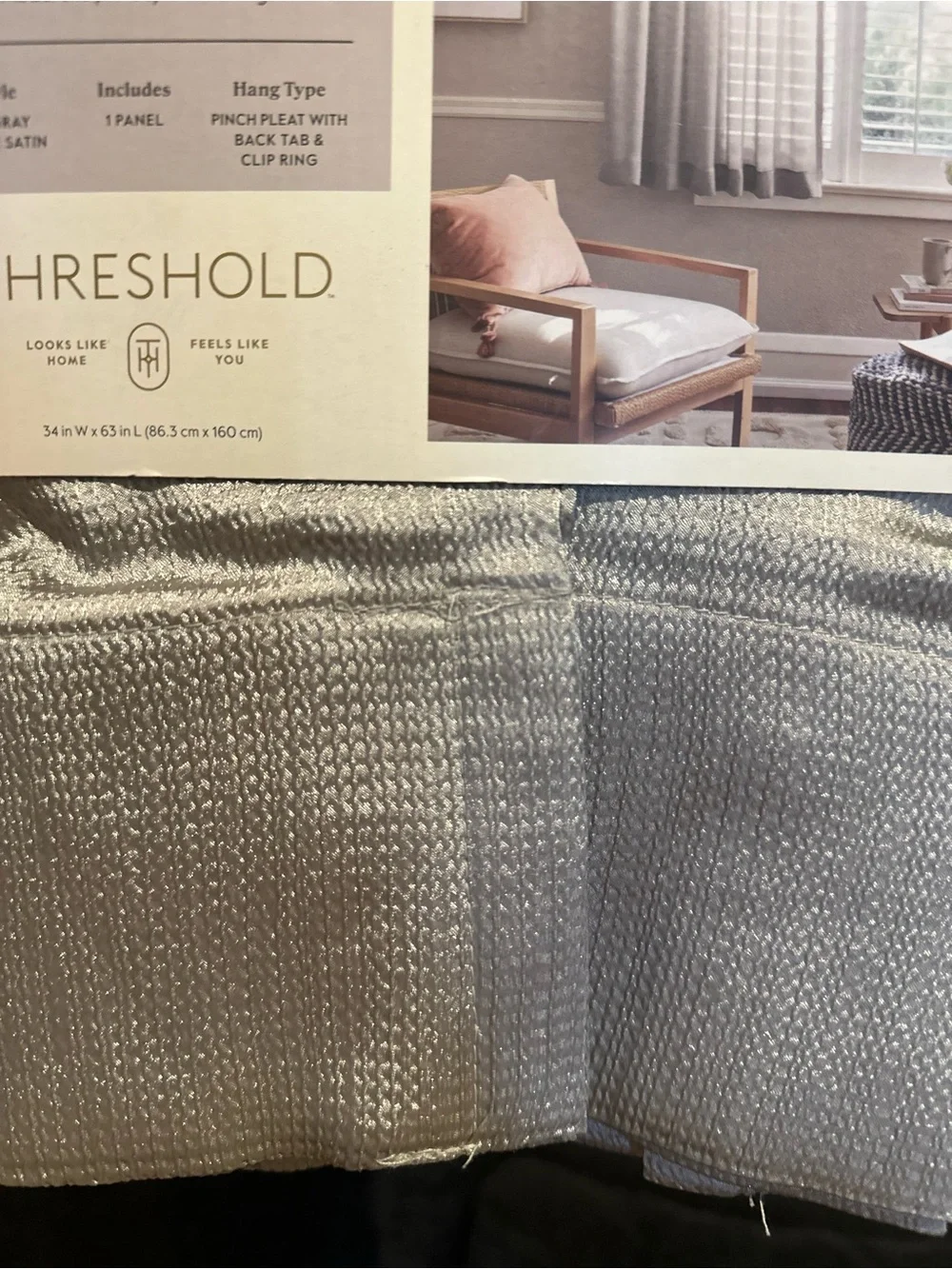 Threshold Light Filtering Curtain Panel in Gray
